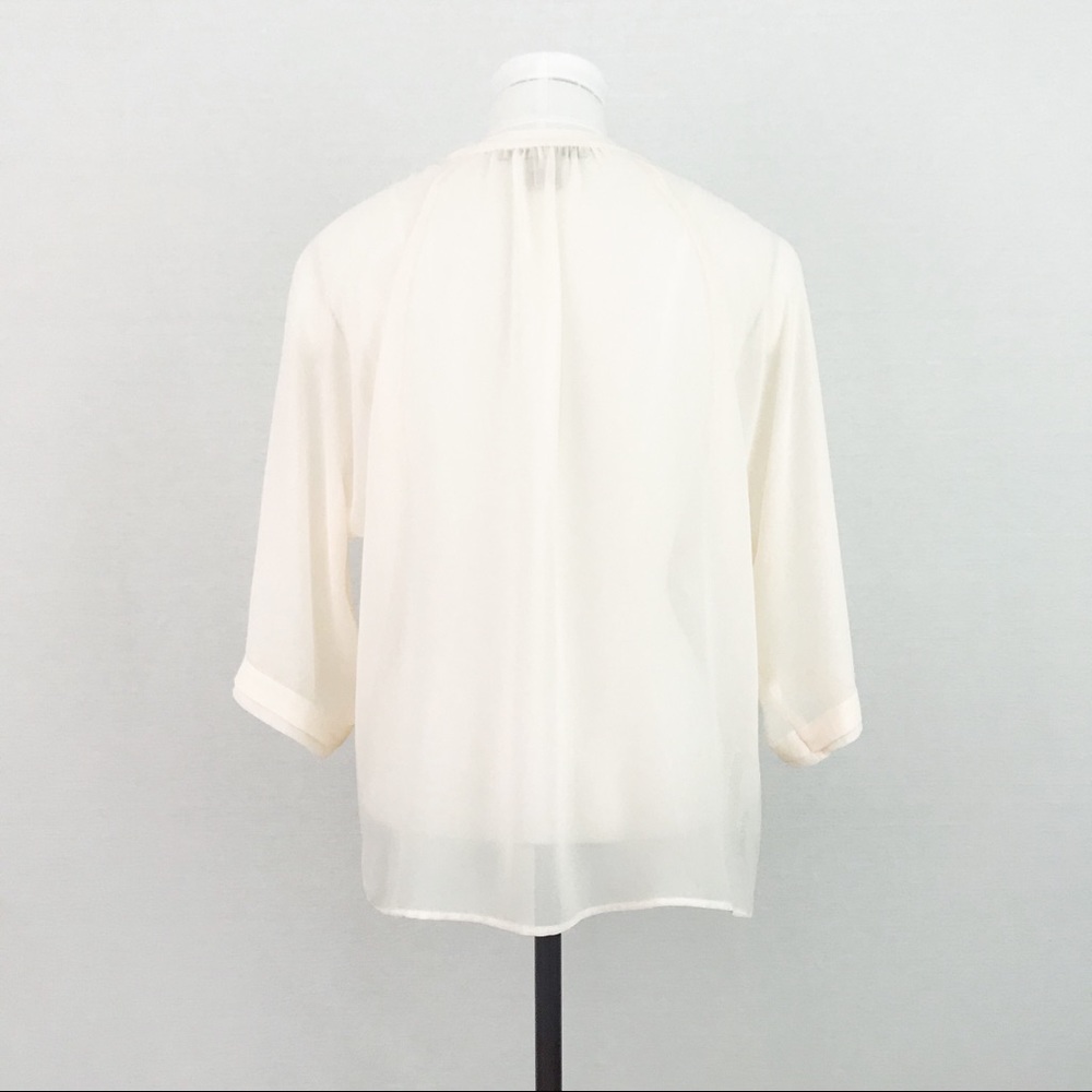 NWOT Sheer Pleated Blouse in Cream | Size XS - Picture 4 of 7